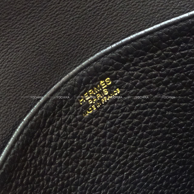[Pre-loved] HERMES Shoulder bag Halzan 25 Noir (Black) Taurillon Clemence/Veau Swift Gold HW Stamp U[LIKE NEW][Authentic]