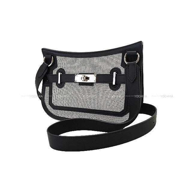 HERMES Shoulder bag Jypsiere Mini T&C Ecru/Noir (Black) Toile H/Veau Swift Silver HW Stamp K[BRAND NEW][Authentic]