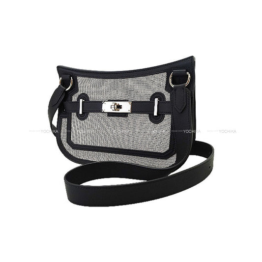 HERMES Shoulder bag Jypsiere Mini T&C Ecru/Noir (Black) Toile H/Veau Swift Silver HW Stamp K[BRAND NEW][Authentic]