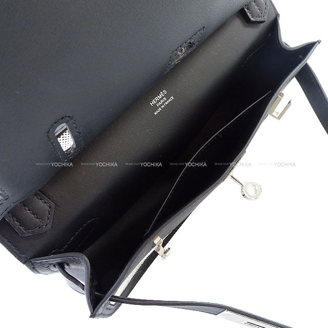 HERMES Shoulder bag Jypsiere Mini T&C Ecru/Noir (Black) Toile H/Veau Swift Silver HW Stamp K[BRAND NEW][Authentic]