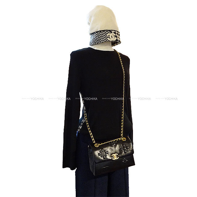 [Pre-loved] CHANEL Shoulder bag Chain Coco mark Camellia Small Flap Noir (Black) Calf Leather Antique Gold HW AS2328[LIKE NEW][Authentic]