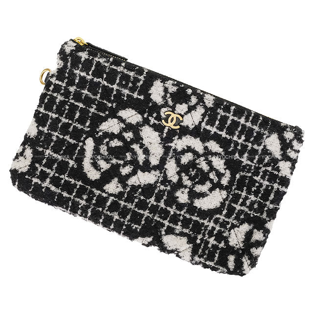 2023AW CHANEL Shoulder bag CHANEL 22 Regular(Medium) Matelasse With Medal Charm Hobo Camellia Noir (Black)/Blanc (White) Cashmere Jacquard Mat Gold HW[EXCELLENT][Authentic]