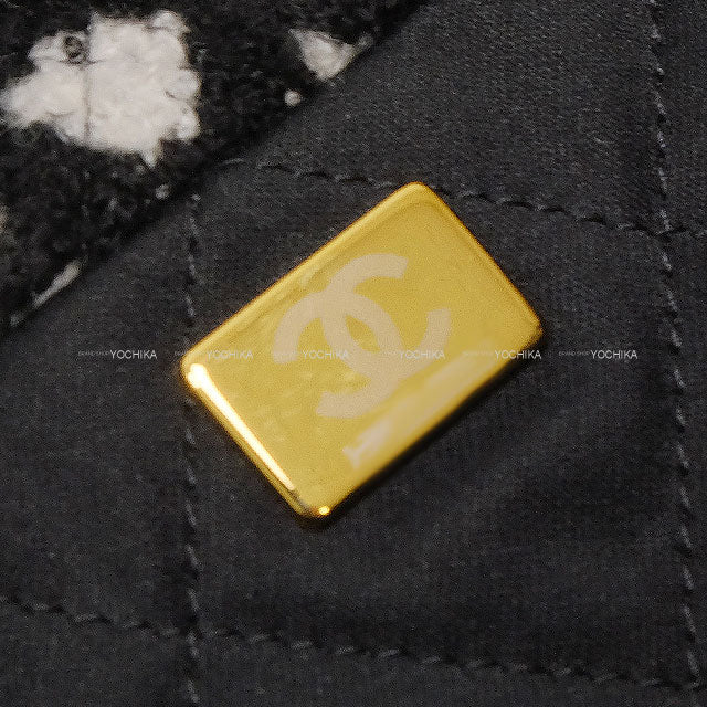 2023AW CHANEL Shoulder bag CHANEL 22 Regular(Medium) Matelasse With Medal Charm Hobo Camellia Noir (Black)/Blanc (White) Cashmere Jacquard Mat Gold HW[EXCELLENT][Authentic]