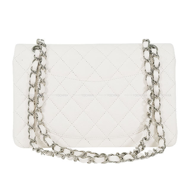 CHANEL Shoulder bag Matelasse 25 COCO mark Double Flap Chain Blanc (White) Graind Calf(Caviarskin) Silver HW A01112[BRAND NEW][Authentic]