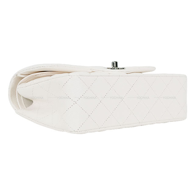 CHANEL Shoulder bag Matelasse 25 COCO mark Double Flap Chain Blanc (White) Graind Calf(Caviarskin) Silver HW A01112[BRAND NEW][Authentic]