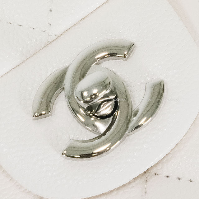 CHANEL Shoulder bag Matelasse 25 COCO mark Double Flap Chain Blanc (White) Graind Calf(Caviarskin) Silver HW A01112[BRAND NEW][Authentic]