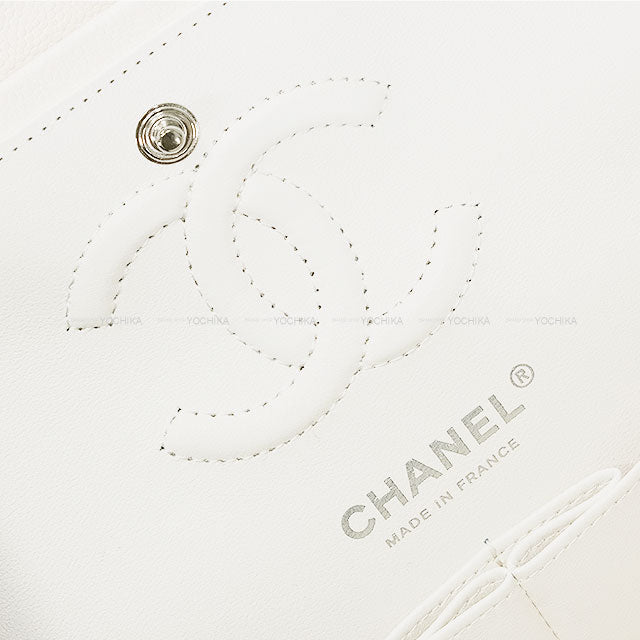 CHANEL Shoulder bag Matelasse 25 COCO mark Double Flap Chain Blanc (White) Graind Calf(Caviarskin) Silver HW A01112[BRAND NEW][Authentic]