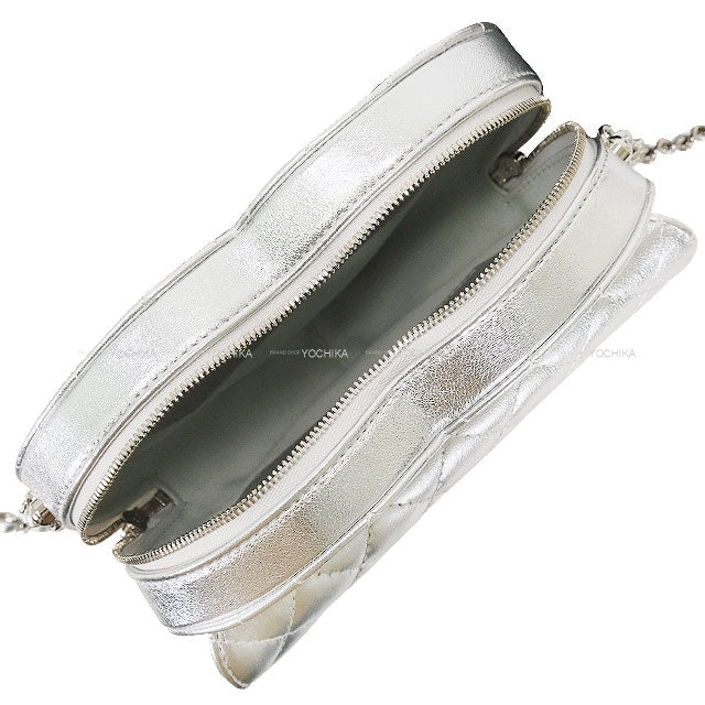 2025 AW NEW CHANEL Shoulder bag Heart Shape Matelasse COCO mark Flap Large Chain Silver Metallic Lambskin Silver HW AS5764[BRAND NEW][Authentic]