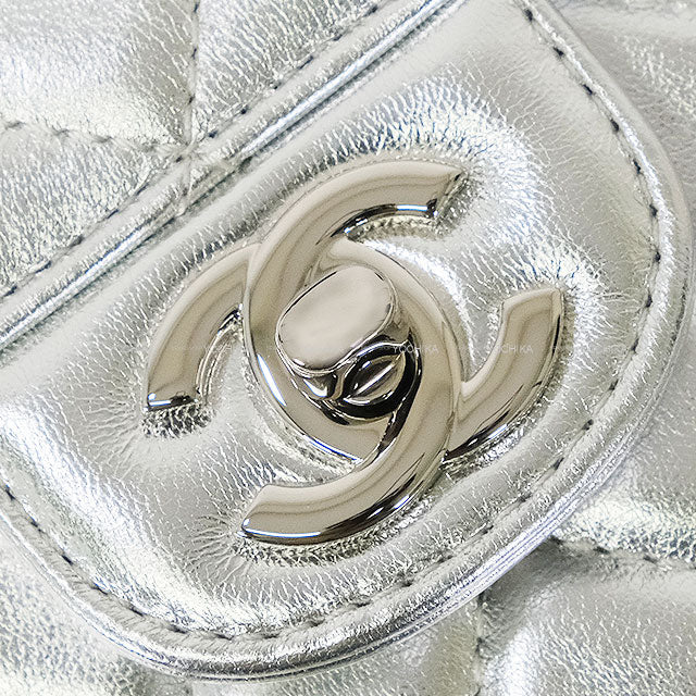 2025 AW NEW CHANEL Shoulder bag Heart Shape Matelasse COCO mark Flap Large Chain Silver Metallic Lambskin Silver HW AS5764[BRAND NEW][Authentic]