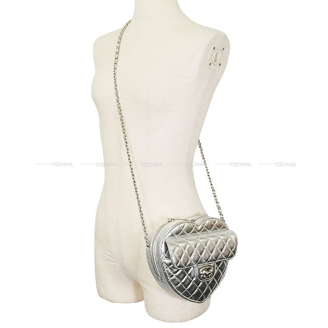 2025 AW NEW CHANEL Shoulder bag Heart Shape Matelasse COCO mark Flap Large Chain Silver Metallic Lambskin Silver HW AS5764[BRAND NEW][Authentic]