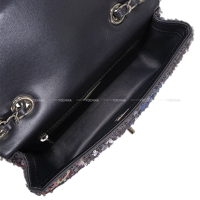2024 Metiers d'Art Collection CHANEL Shoulder bag Single Flap COCO Mark Logo Grey/Multicolor Sequins/Lambskin Silver HW AS4561[EXCELLENT][Authentic]