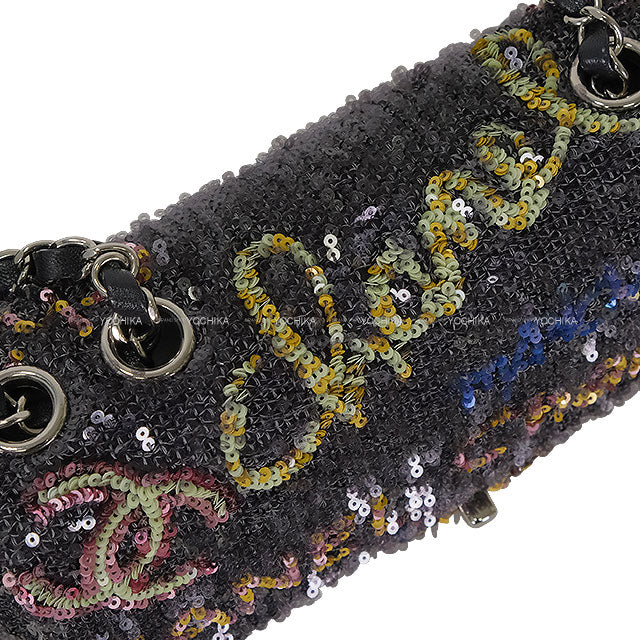 2024 Metiers d'Art Collection CHANEL Shoulder bag Single Flap COCO Mark Logo Grey/Multicolor Sequins/Lambskin Silver HW AS4561[EXCELLENT][Authentic]
