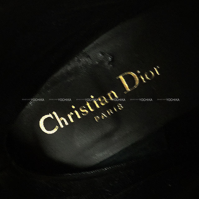 [Pre-loved] Dior boots D-MAJOR Beige/Noir (Black) Fabric #37.5 NE0420[LIKE NEW][Authentic]