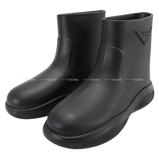 PRADA boots Rubber rain boots Noir (Black) Rubber 37 Silver HW 2TE184 3LKD[EXCELLENT][Authentic]