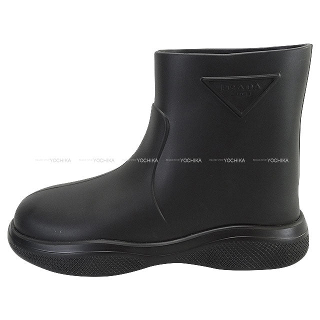 PRADA boots Rubber rain boots Noir (Black) Rubber 37 Silver HW 2TE184 3LKD[EXCELLENT][Authentic]