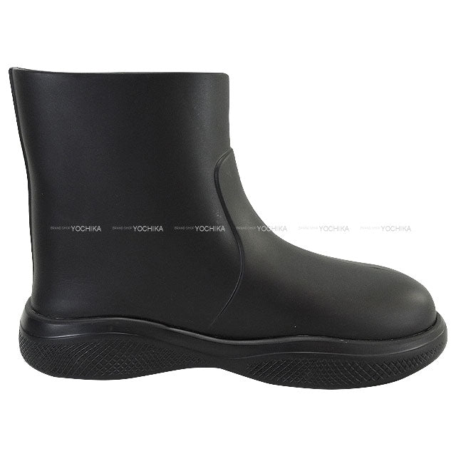 PRADA boots Rubber rain boots Noir (Black) Rubber 37 Silver HW 2TE184 3LKD[EXCELLENT][Authentic]