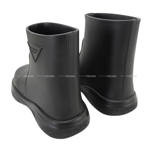 PRADA boots Rubber rain boots Noir (Black) Rubber 37 Silver HW 2TE184 3LKD[EXCELLENT][Authentic]