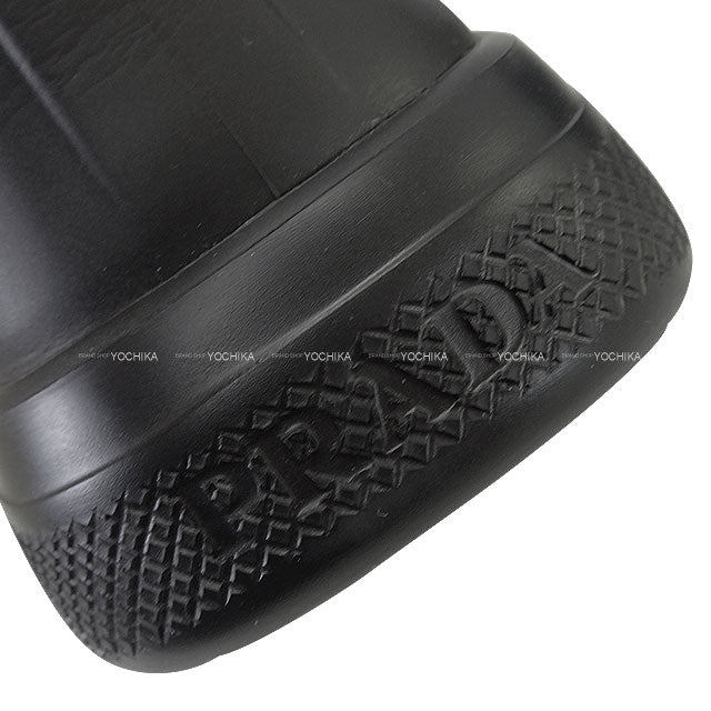 PRADA boots Rubber rain boots Noir (Black) Rubber 37 Silver HW 2TE184 3LKD[EXCELLENT][Authentic]