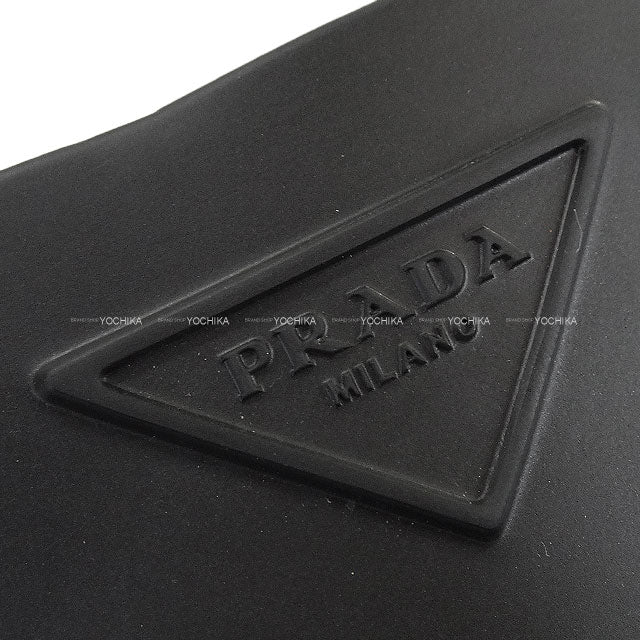 PRADA boots Rubber rain boots Noir (Black) Rubber 37 Silver HW 2TE184 3LKD[EXCELLENT][Authentic]