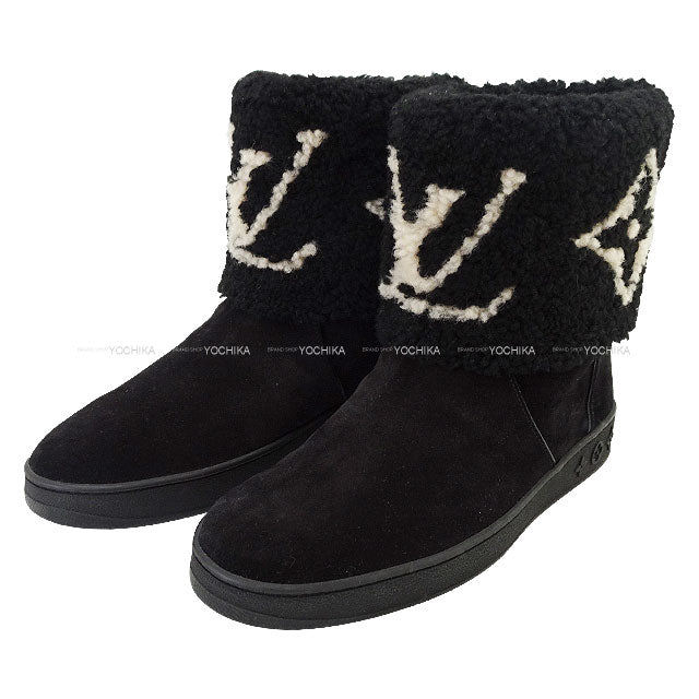 [Pre-loved] LOUIS VUITTON boots Ankle boots Snowdrop Line Noir (Black) Suede cal #37[LIKE NEW][Authentic]