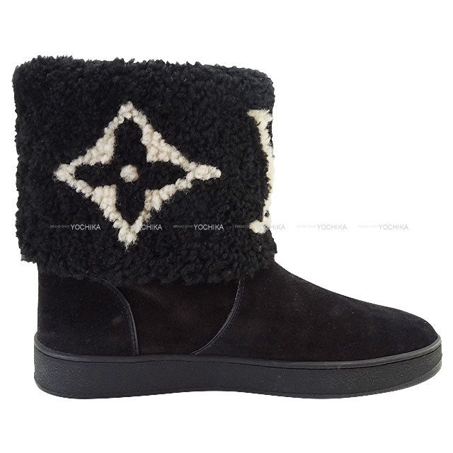 [Pre-loved] LOUIS VUITTON boots Ankle boots Snowdrop Line Noir (Black) Suede cal #37[LIKE NEW][Authentic]
