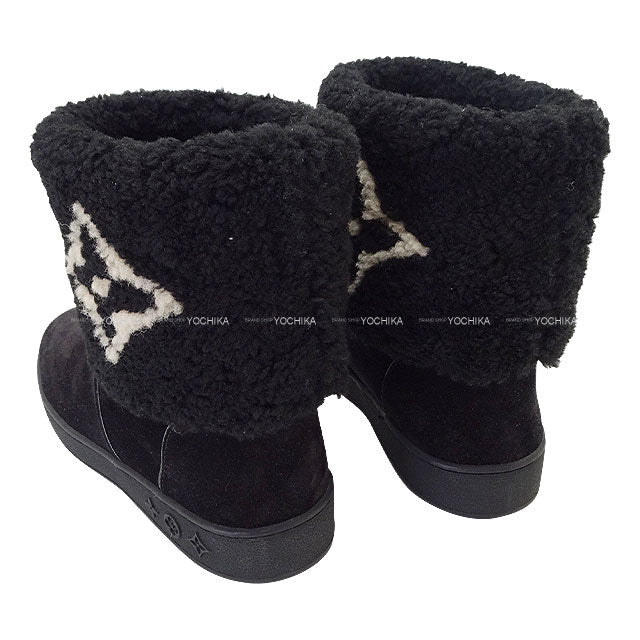 [Pre-loved] LOUIS VUITTON boots Ankle boots Snowdrop Line Noir (Black) Suede cal #37[LIKE NEW][Authentic]