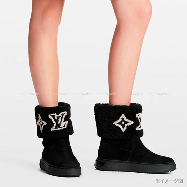 [Pre-loved] LOUIS VUITTON boots Ankle boots Snowdrop Line Noir (Black) Suede cal #37[LIKE NEW][Authentic]