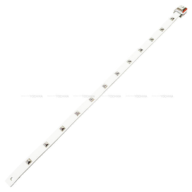 HERMES bracelet Medor Infini Cloth Double Tour Blanc (White) Veau Swift Silver HW[EXCELLENT][Authentic]