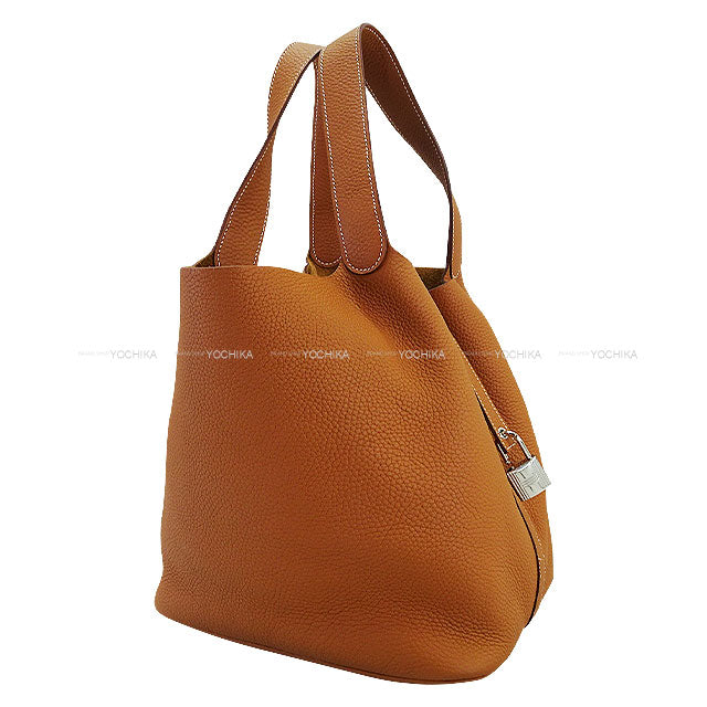 HERMES Handbag Picotin Lock 26 GM Gold Taurillon Clemence Silver HW Stamp D[EXCELLENT][Authentic]