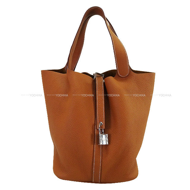 HERMES Handbag Picotin Lock 26 GM Gold Taurillon Clemence Silver HW Stamp D[EXCELLENT][Authentic]