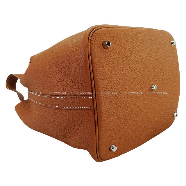 HERMES Handbag Picotin Lock 26 GM Gold Taurillon Clemence Silver HW Stamp D[EXCELLENT][Authentic]