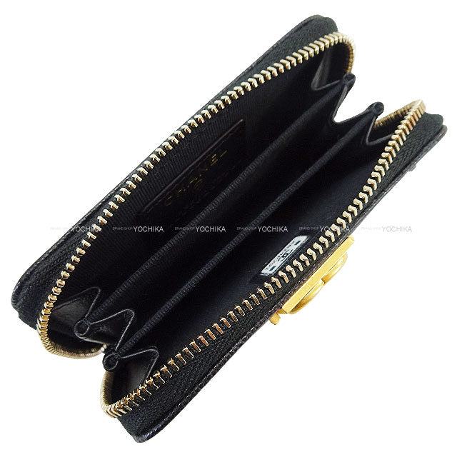 CHANEL card holder Boy Chanel Zip Coin Matelasse Coco Mark Noir (Black) Graind Calf(Caviarskin) Antique Gold HW A80602[BRAND NEW][Authentic]