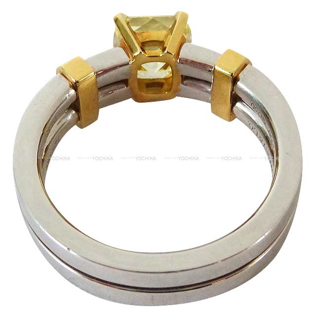 TIFFANY&Co. ring Square Antique Shape Yellow Silver925 (SV925 Ag925)/Diamond/Platinuｍ #50[EXCELLENT][Authentic]