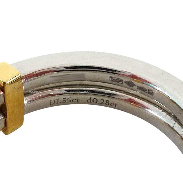 TIFFANY&Co. ring Square Antique Shape Yellow Silver925 (SV925 Ag925)/Diamond/Platinuｍ #50[EXCELLENT][Authentic]