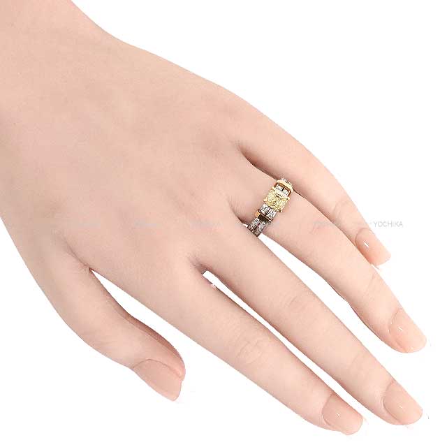 TIFFANY&Co. ring Square Antique Shape Yellow Silver925 (SV925 Ag925)/Diamond/Platinuｍ #50[EXCELLENT][Authentic]