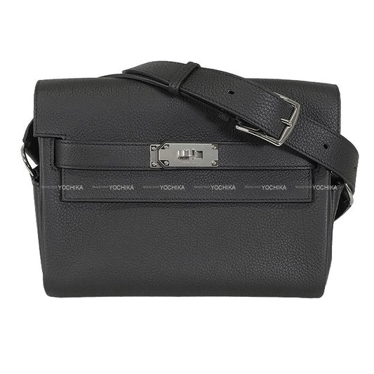 HERMES Shoulder bag Kelly Messenger 24 PM Noir (Black) Veau Togo Silver HW Stamp K[BRAND NEW][Authentic]