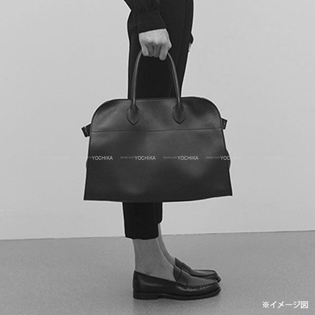 The Row Handbag Margaux 17 Noir (Black) Calf leather/Canvas Silver HW W1254C133[BRAND NEW][Authentic]
