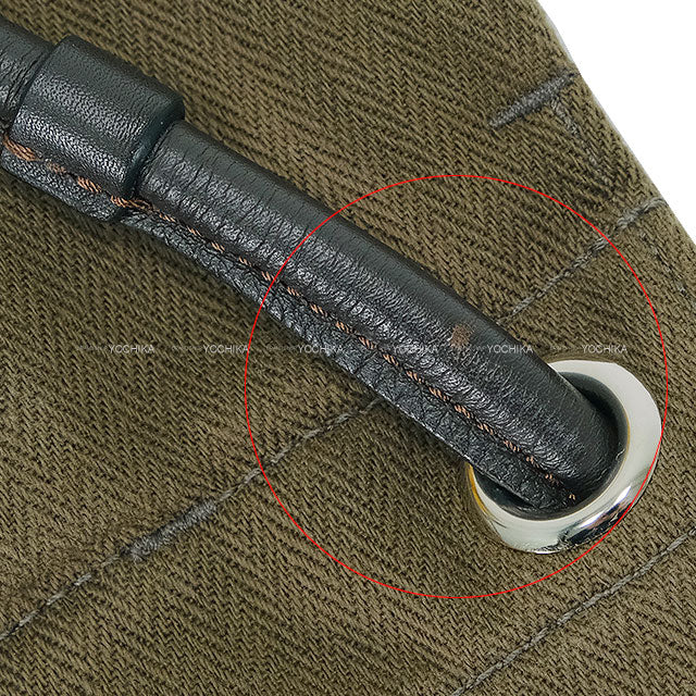 [Pre-loved] HERMES Backpack/daypack/Ruck sack Aline Backpack Kaki/Ebene Toile Chevrons/Veau Swift Silver HW Stamp Y[USED SA][Authentic]