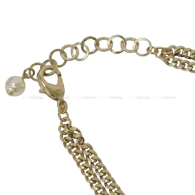 CHANEL necklace Long Chain Coco Mark Square Randomchampagne gold Gold plated/Colored stones/Imitation pearl Champagne Gold HW C21B[EXCELLENT][Authentic]