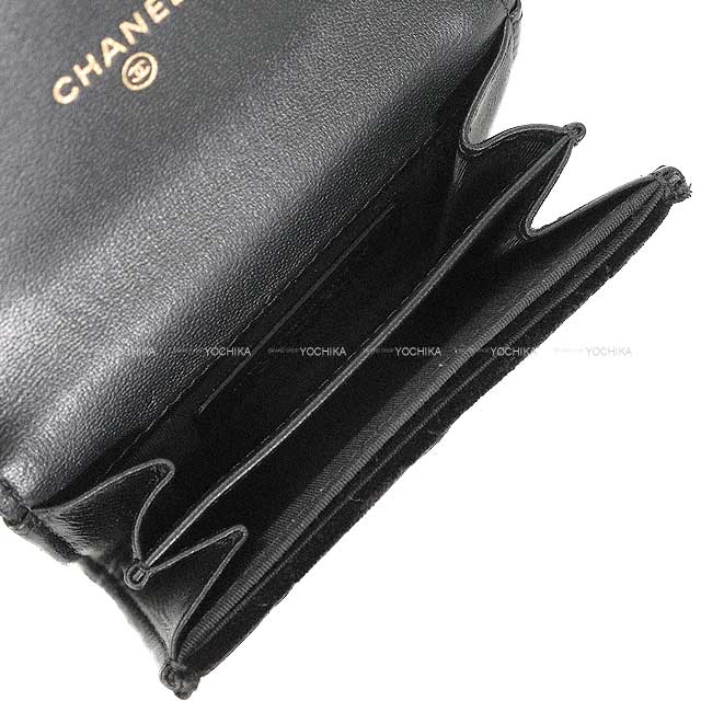 2021 VIP Limited CHANEL card holder Matelasse COCO Mark Strass Frill Noir (Black) Velvet Champagne Gold HW[EXCELLENT][Authentic]