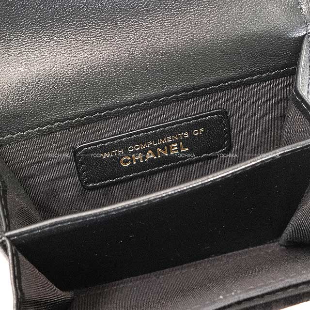 2021 VIP Limited CHANEL card holder Matelasse COCO Mark Strass Frill Noir (Black) Velvet Champagne Gold HW[EXCELLENT][Authentic]