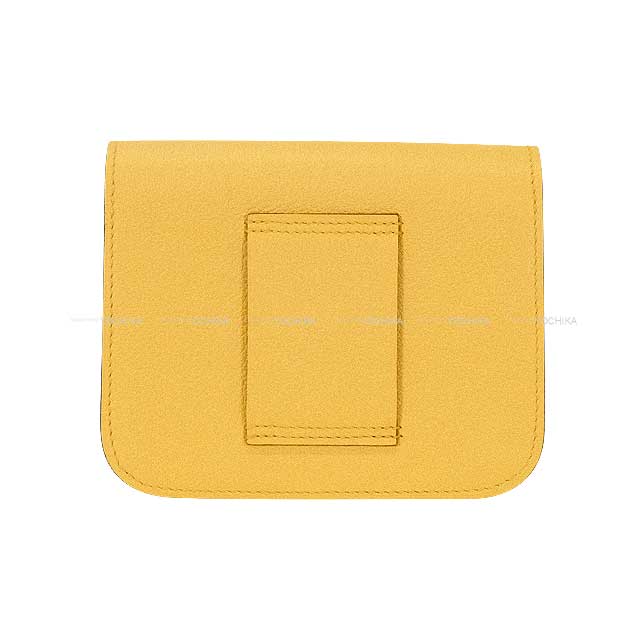 HERMES Bi-fold wallet Constance Slim Verso Waist Pouch Sun/New Bleu Jean Evercolor Silver HW Stamp W[EXCELLENT][Authentic]