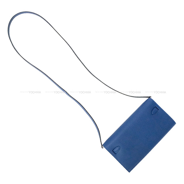 HERMES long wallet Kelly Wallet Long To Go Blue Tie Veau Epsom Silver HW Stamp K[BRAND NEW][Authentic]