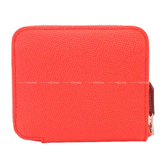 HERMES Bi-fold wallet Azap Silk'in Compact H en Filet Rose Texese/Vert Fizz/Chai Veau Epsom/Veau Barenia/Silk Silver HW Stamp U[EXCELLENT][Authentic]
