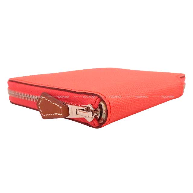 HERMES Bi-fold wallet Azap Silk'in Compact H en Filet Rose Texese/Vert Fizz/Chai Veau Epsom/Veau Barenia/Silk Silver HW Stamp U[EXCELLENT][Authentic]