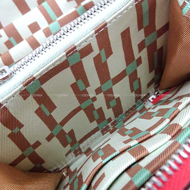 HERMES Bi-fold wallet Azap Silk'in Compact H en Filet Rose Texese/Vert Fizz/Chai Veau Epsom/Veau Barenia/Silk Silver HW Stamp U[EXCELLENT][Authentic]