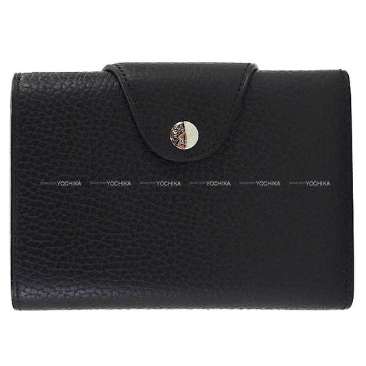 HERMES Bi-fold wallet Iliade Compact Noir (Black) Galop d'Hermes cowhide Silver HW Stamp B[EXCELLENT][Authentic]