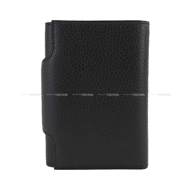 HERMES Bi-fold wallet Iliade Compact Noir (Black) Galop d'Hermes cowhide Silver HW Stamp B[EXCELLENT][Authentic]