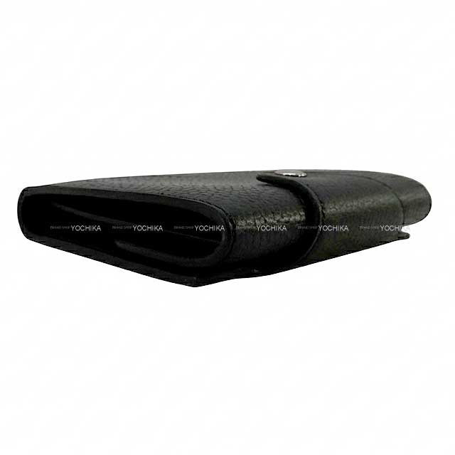 HERMES Bi-fold wallet Iliade Compact Noir (Black) Galop d'Hermes cowhide Silver HW Stamp B[EXCELLENT][Authentic]