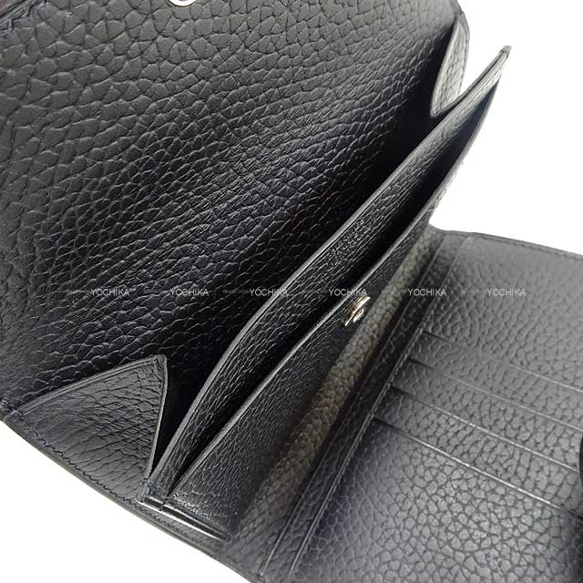 HERMES Bi-fold wallet Iliade Compact Noir (Black) Galop d'Hermes cowhide Silver HW Stamp B[EXCELLENT][Authentic]